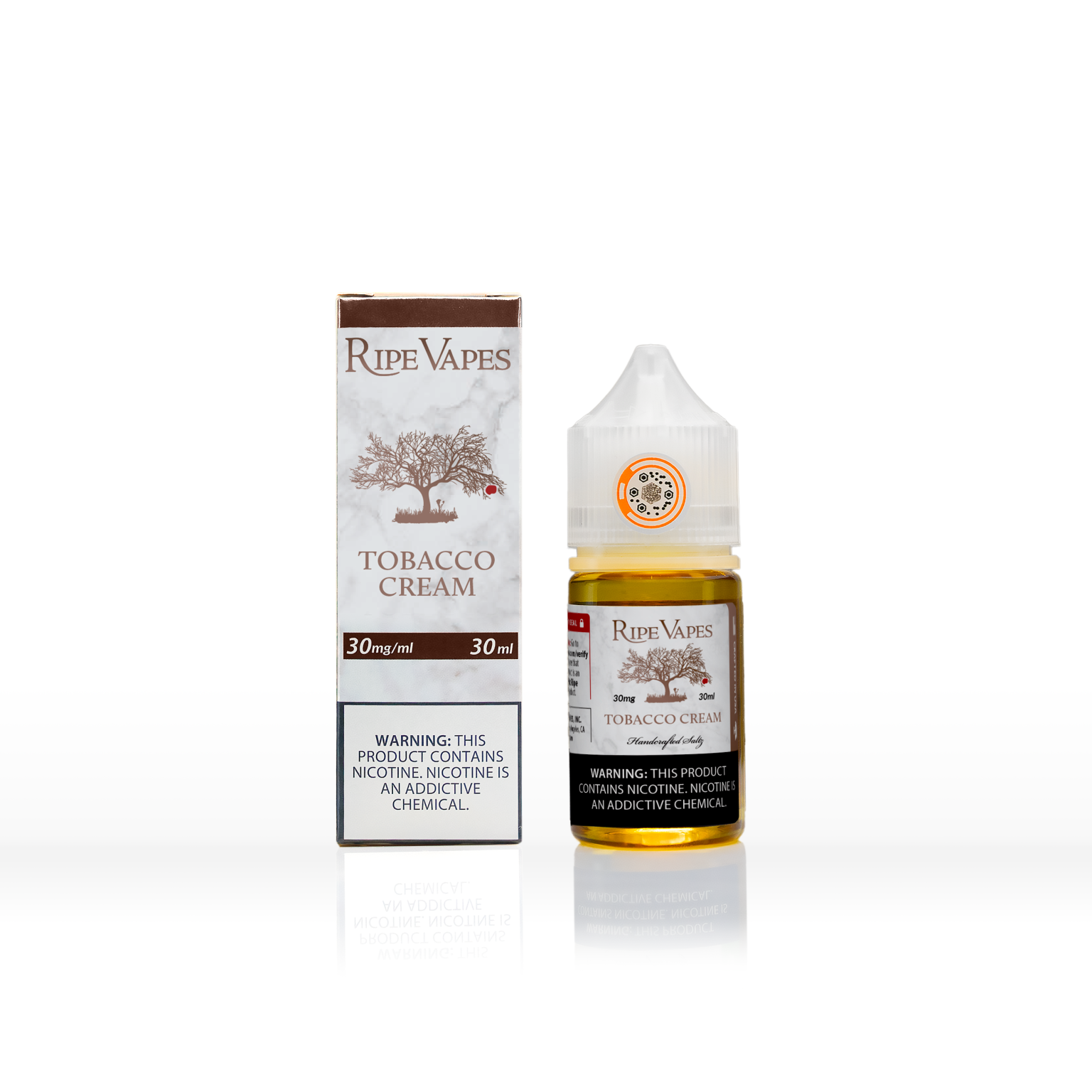 Tobacco-Cream_30ml_Bottle-and-Box_WEBver_2500x2500_V2-1536x1536 RIPE VAPES TOBACCO CREAM SALTNIKOTIN LIKIT 30 ML - Görsel 1