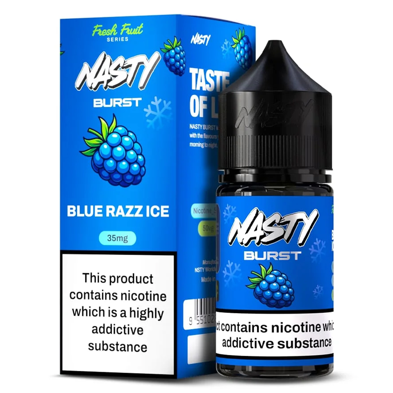 BLUE-RAZZ-ICE-19 Nasty Burst Blue Razz Ice Salt 30 ml - Görsel 1