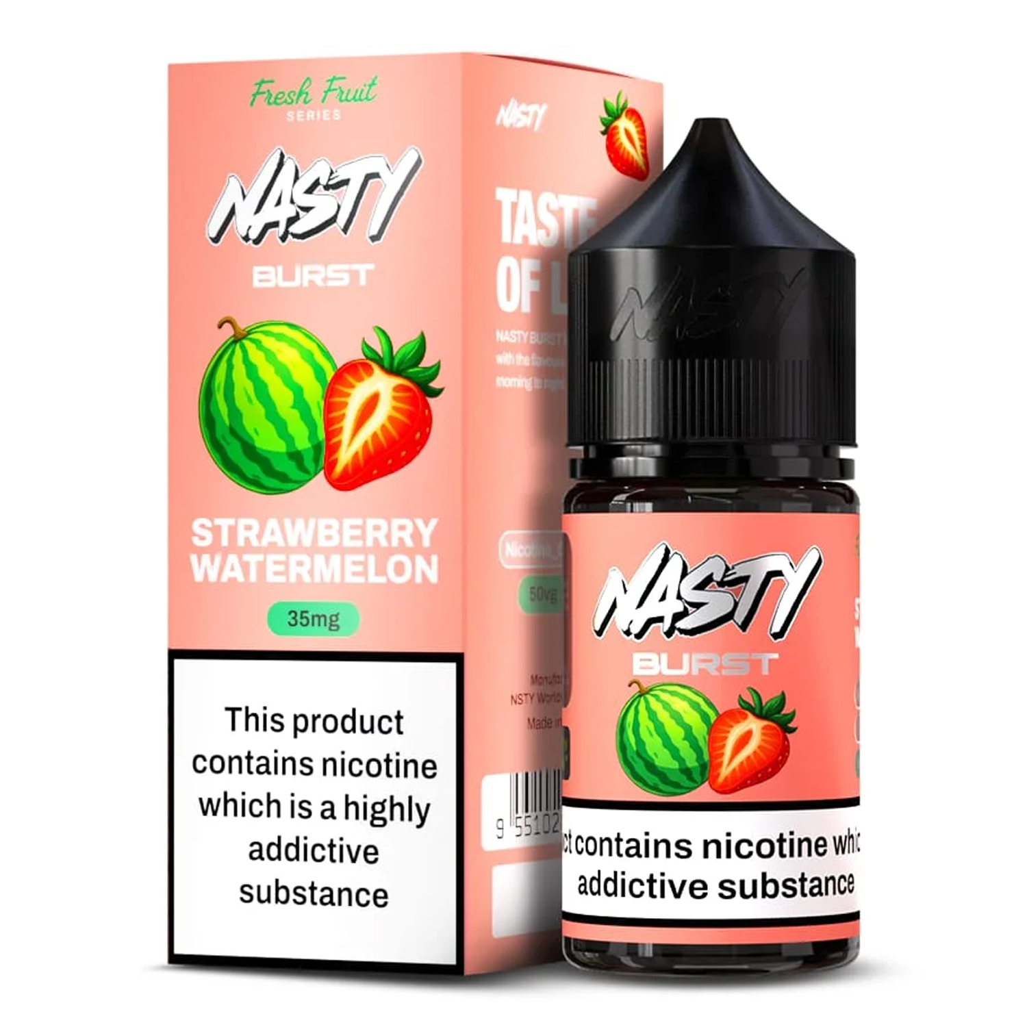 Nasty-Burst-Strawberry-Watermelon-Salt-E-Liquid Nasty Burst Strawberry Watermelon Salt 30 ml - Görsel 1