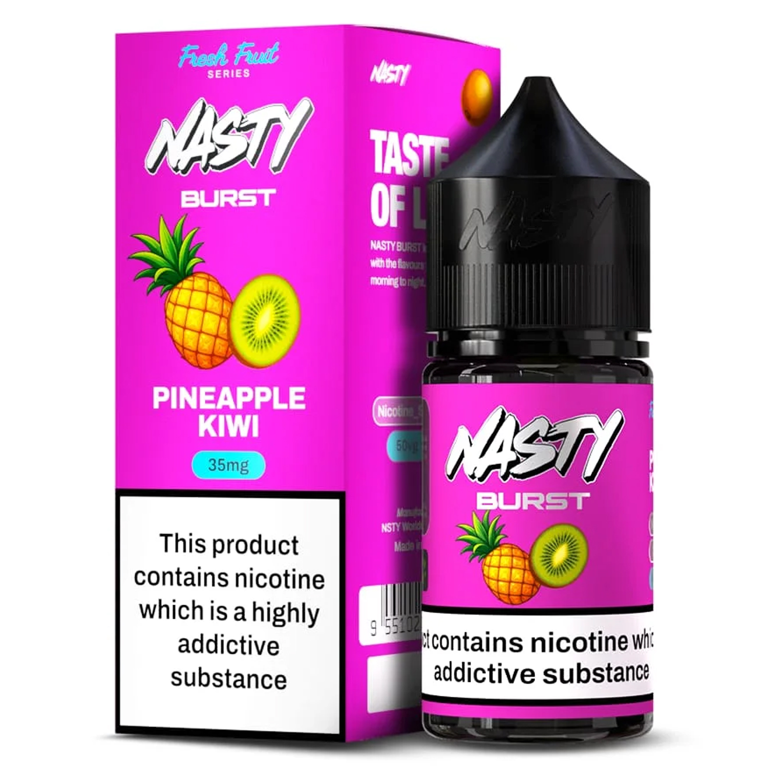 PINABLE-KIWI-12 Nasty Burst Pineapple Kiwi Salt 30 ml - Görsel 1